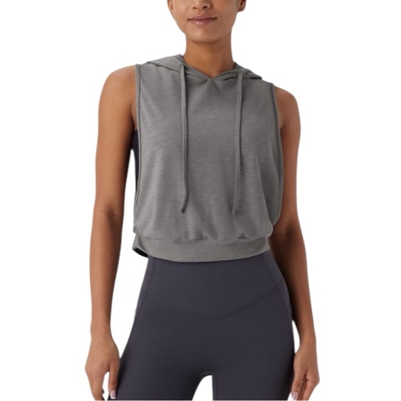 Halara Tops - NWT Halara Drawstring Sleeveless Cropped Running Tank Top Size L